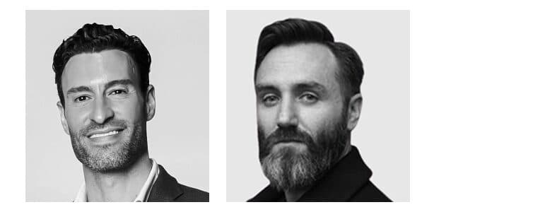 Glamsquad co-founders Giovanni Vaccaro and CEO David Goldweitz in black-and-white studio portraits